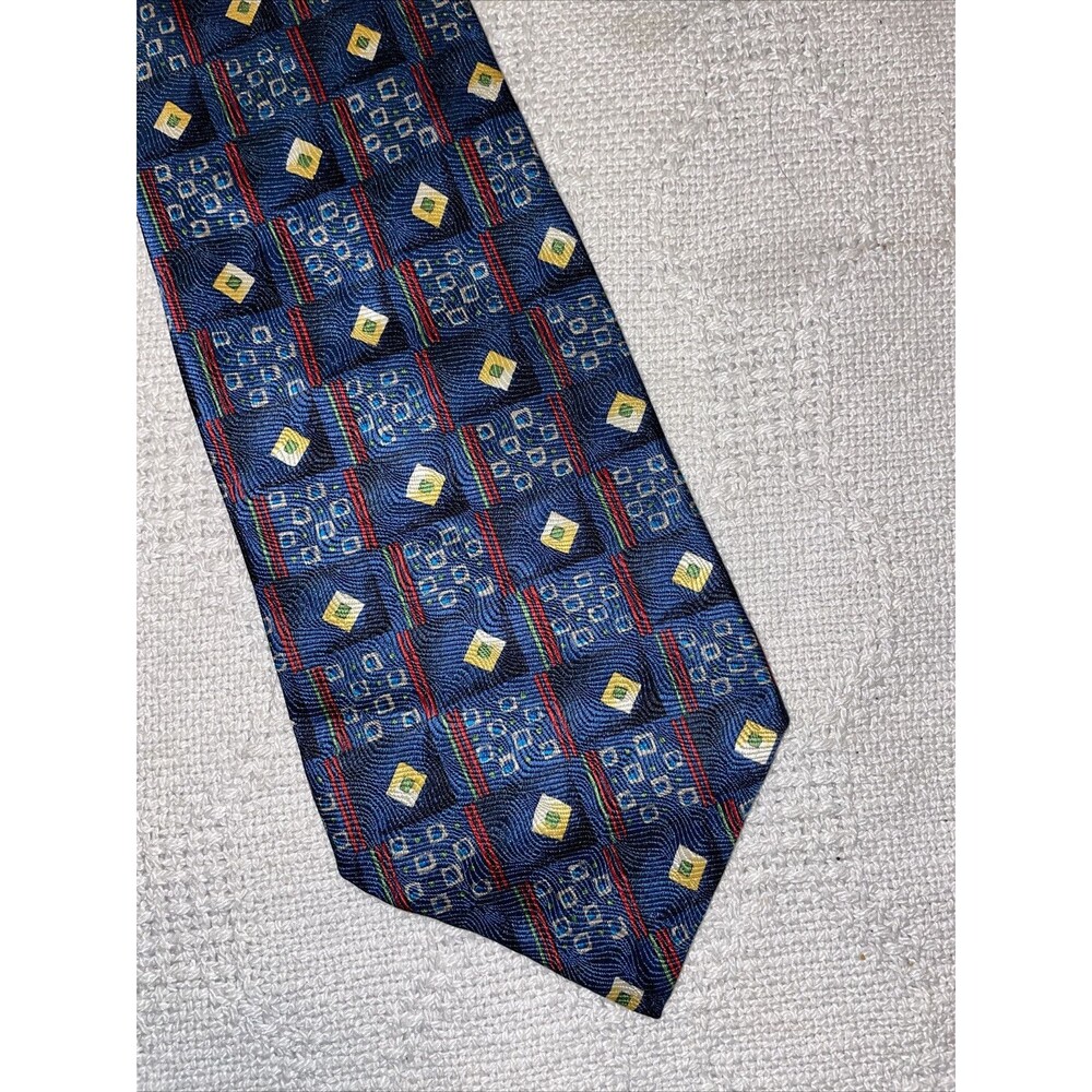 Burma & Bibas Men’s Dress Tie Size 56” 4” Blue Geometric Business Formal